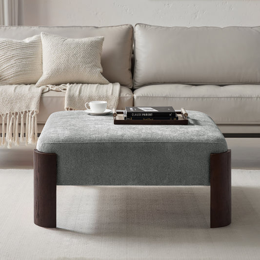 Savannah Modern Round Ottoman – Plush Chenille Footrest & Extra Seating