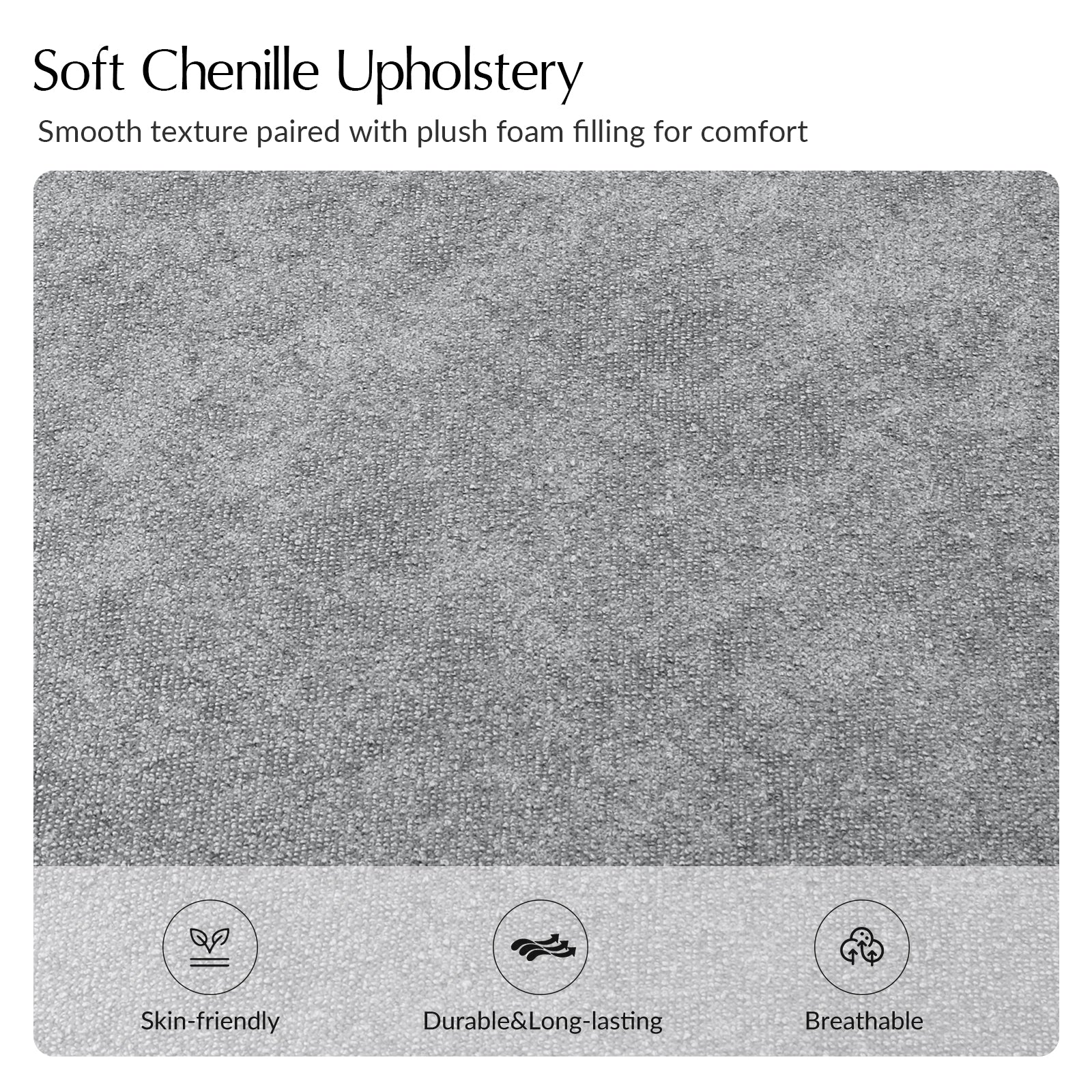 Savannah Modern Round Ottoman – Plush Chenille Footrest & Extra Seating