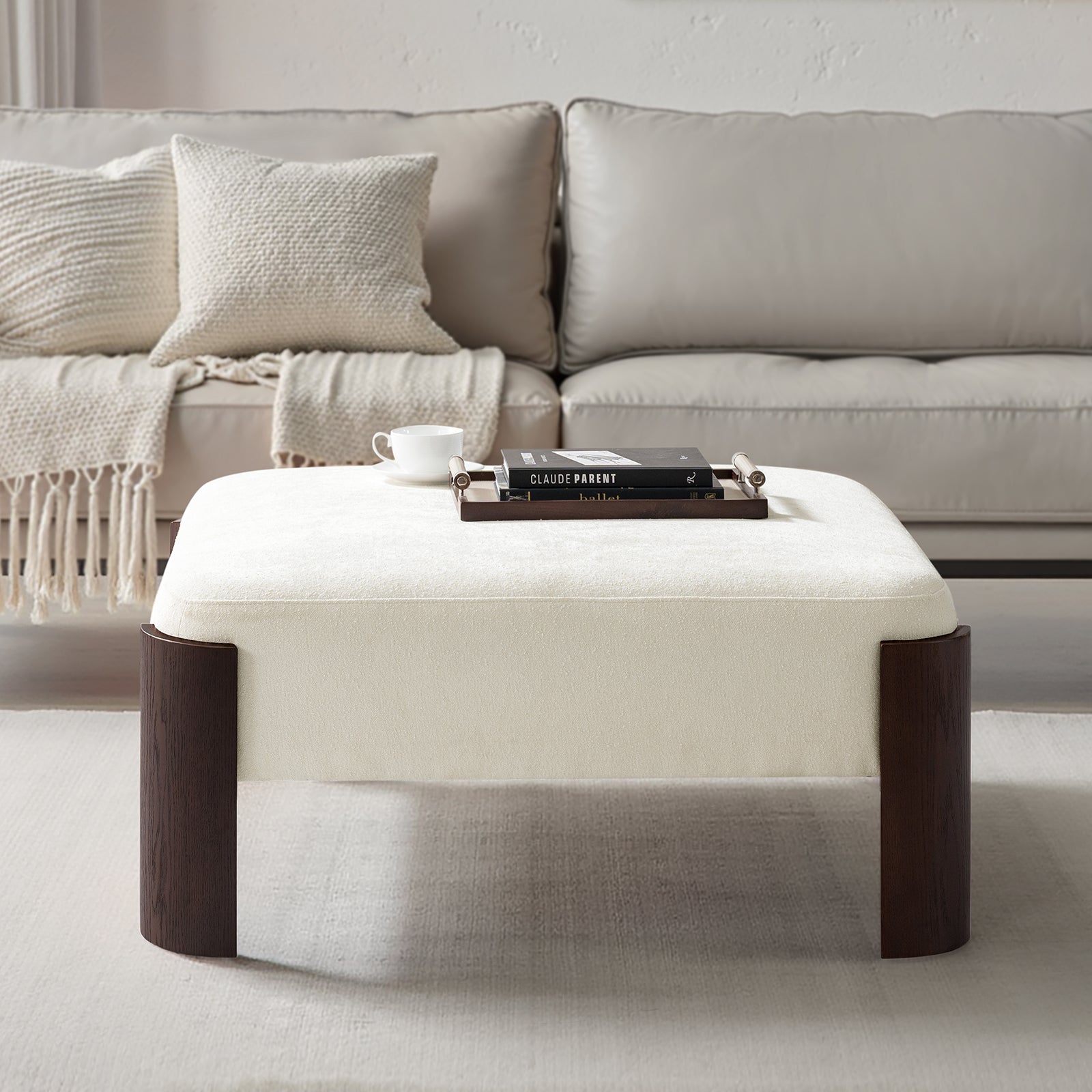 Savannah Modern Round Ottoman – Plush Chenille Footrest & Extra Seating
