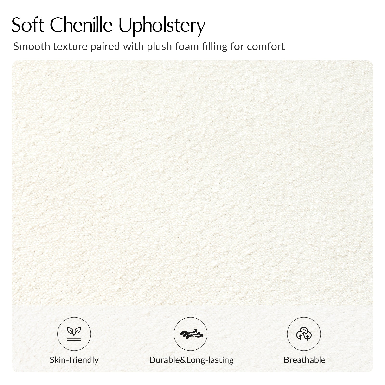 Savannah Modern Round Ottoman – Plush Chenille Footrest & Extra Seating