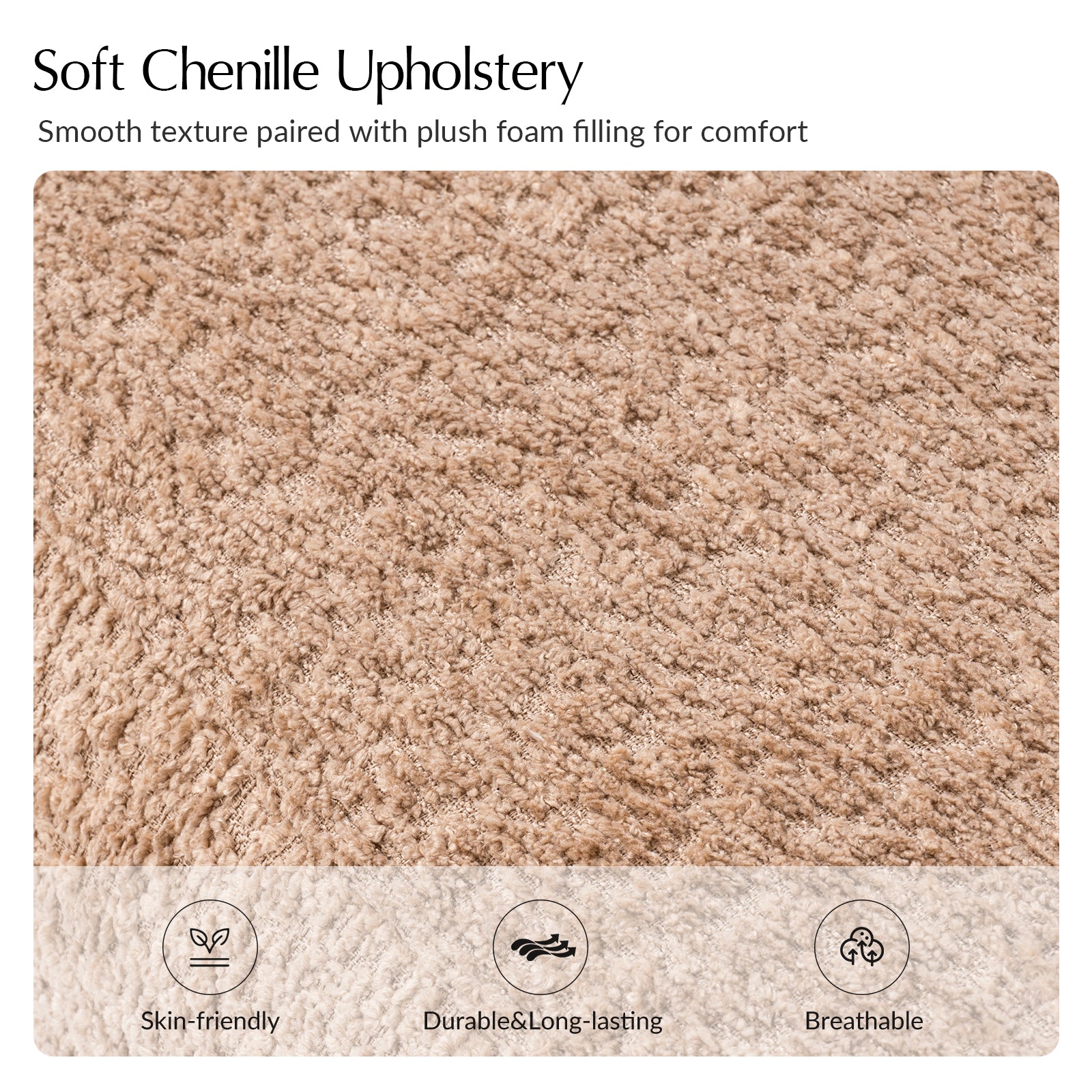 Savannah Modern Round Ottoman – Plush Chenille Footrest & Extra Seating