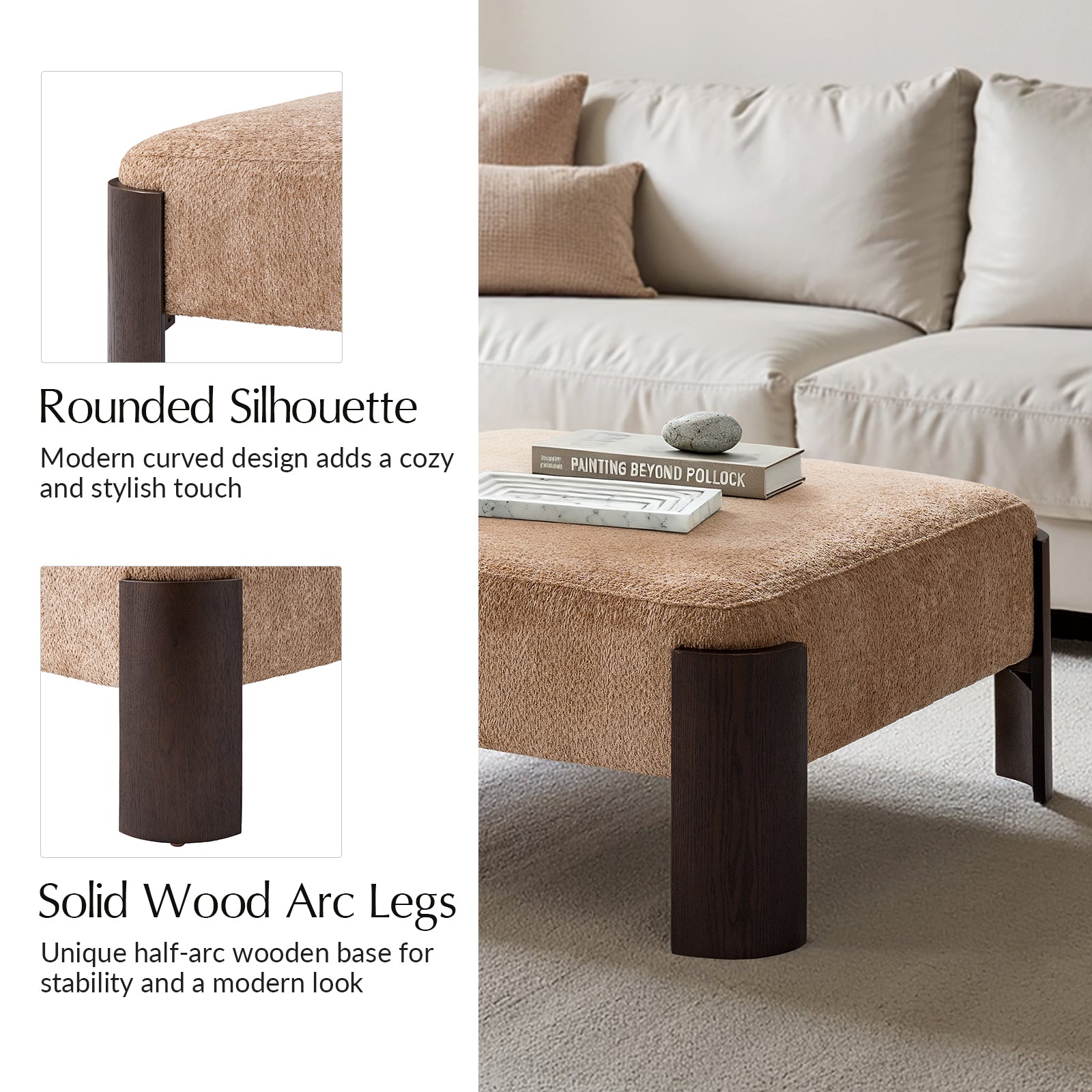 Savannah Modern Round Ottoman – Plush Chenille Footrest & Extra Seating