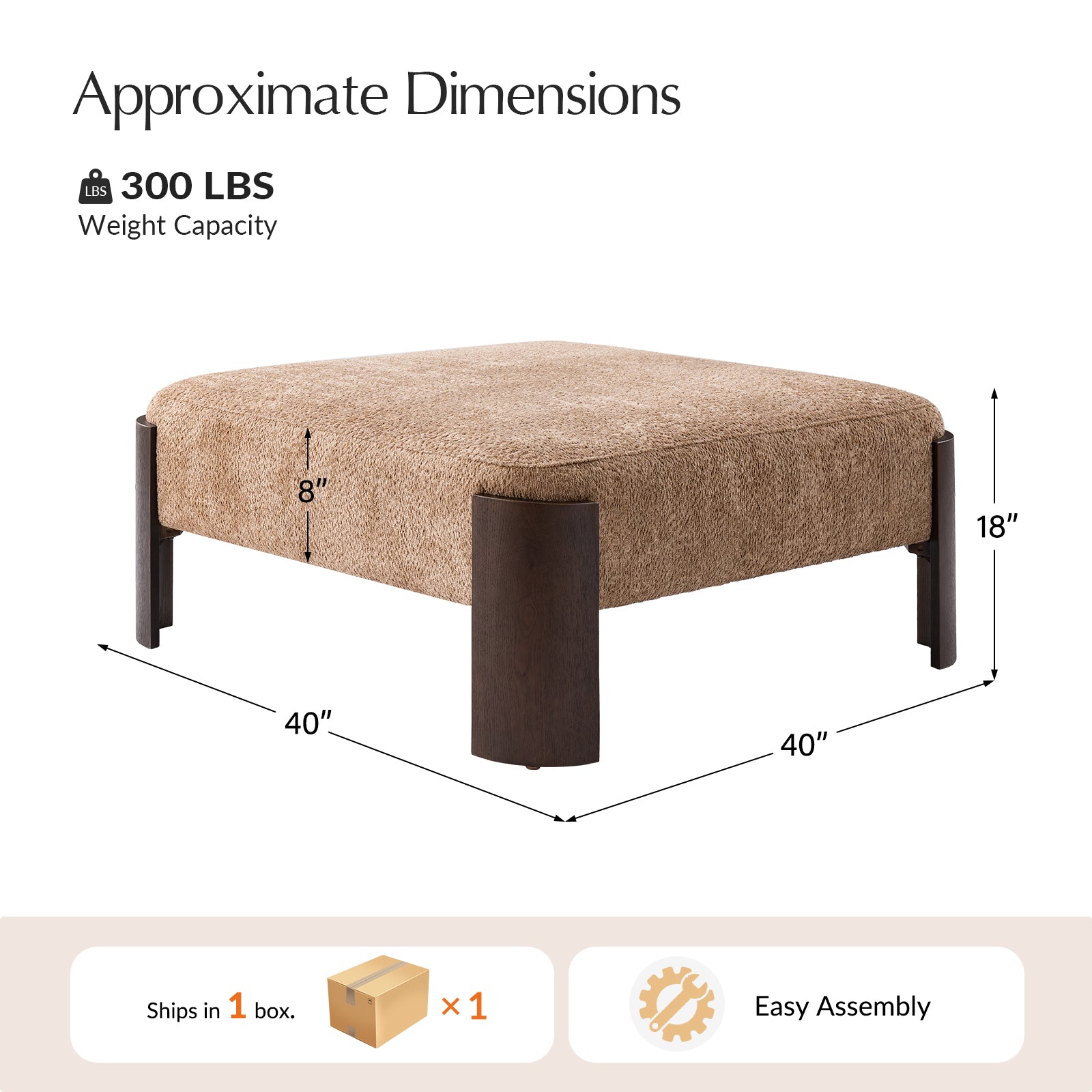 Savannah Modern Round Ottoman – Plush Chenille Footrest & Extra Seating