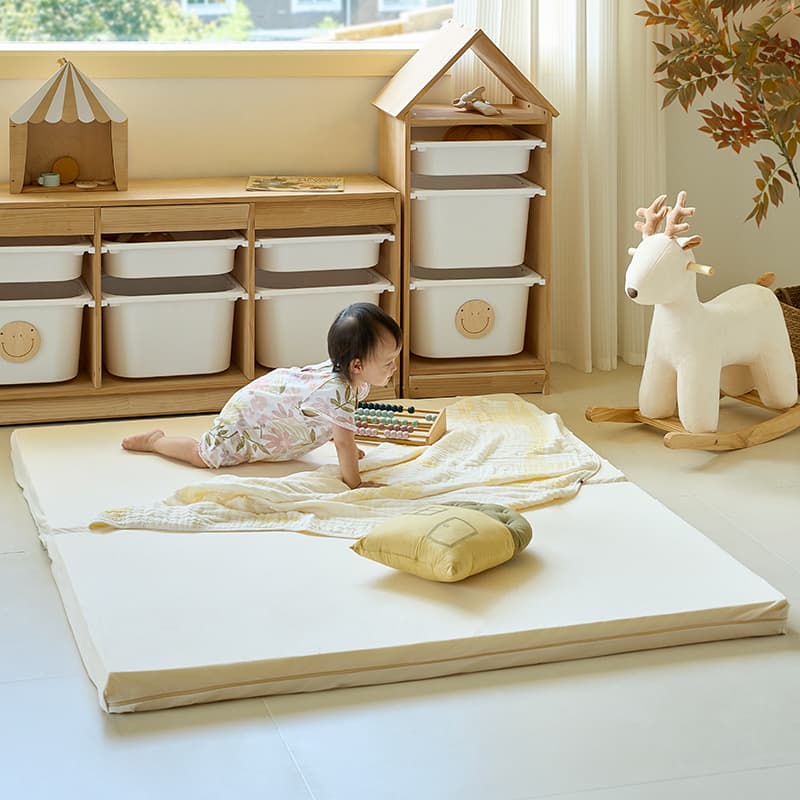 2 Stage Crib Toddler Bed Mattress Topper BEIGE Hulala Home