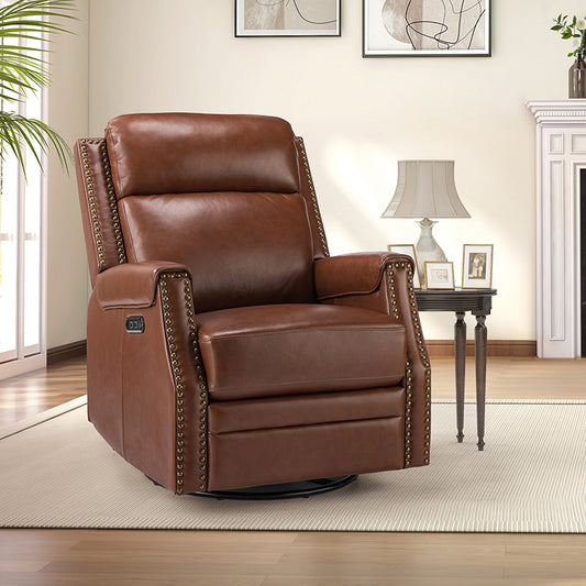 Hieronymus Genuine Leather Power Rocking Recliner