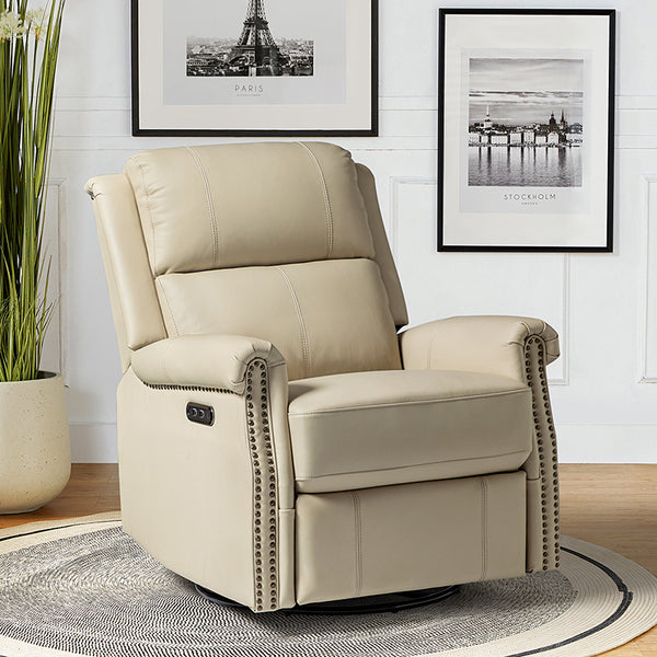 Kaietan Genuine Leather Power Rocking Recliner