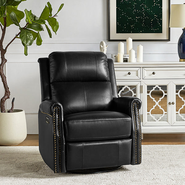 Kaietan Genuine Leather Power Rocking Recliner