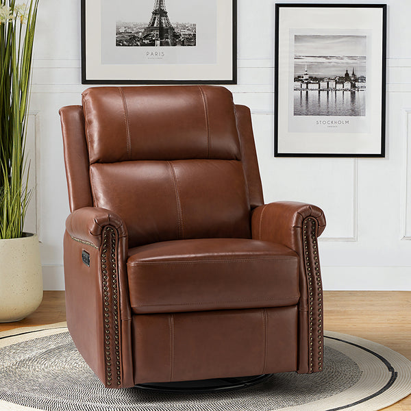 Kaietan Genuine Leather Power Rocking Recliner