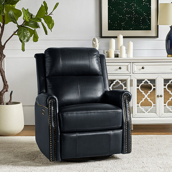 Kaietan Genuine Leather Power Rocking Recliner