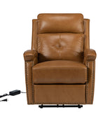 Stefan Genuine Leather Power Recliner with Nailhead Trim