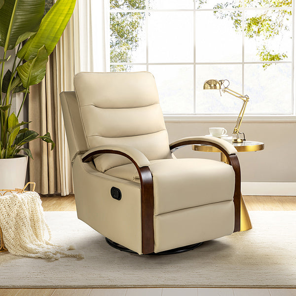 Clemens Genuine Leather Swivel Rocking Manual Recliner