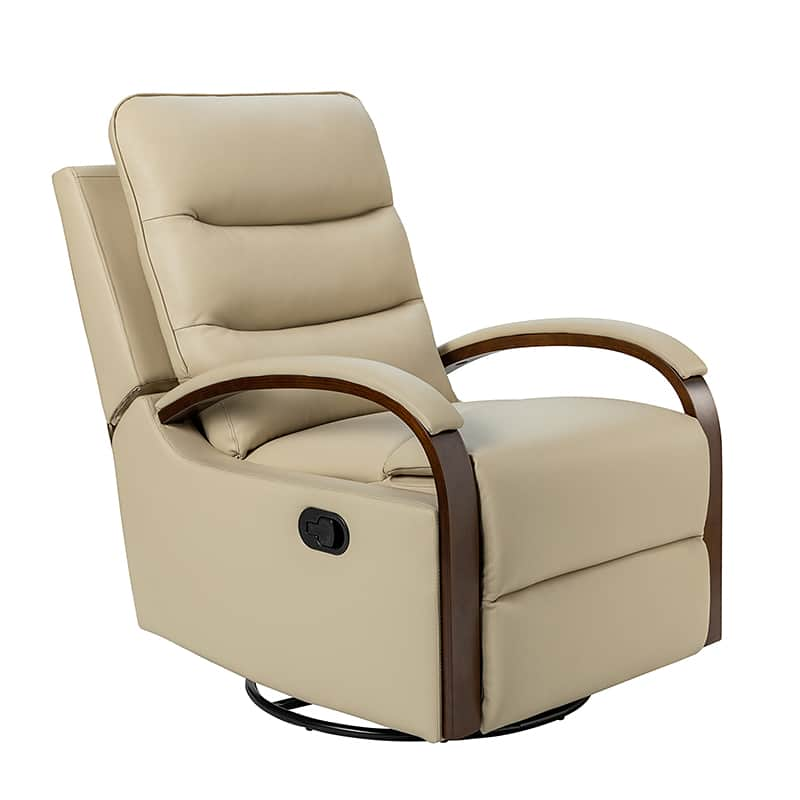 Clemens Genuine Leather Swivel Rocking Manual Recliner