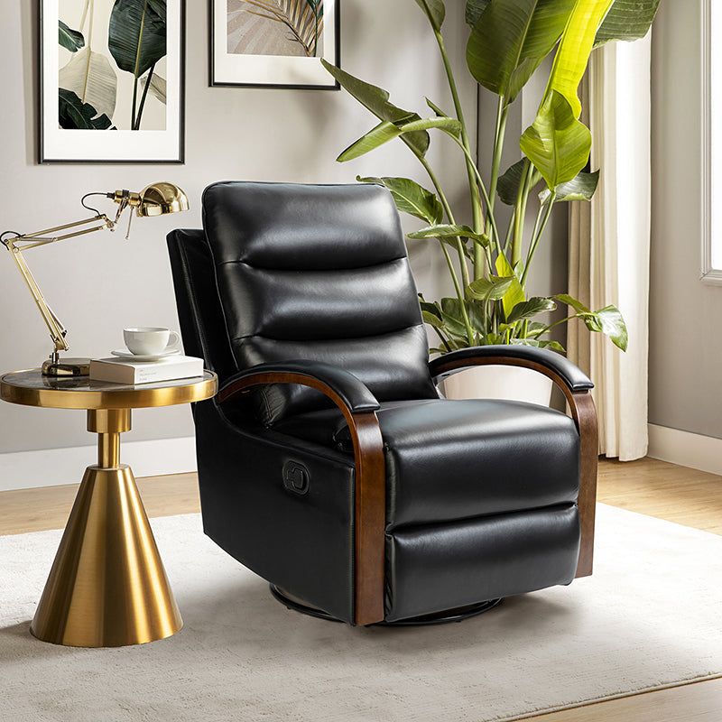 Black leather deals swivel recliner chair