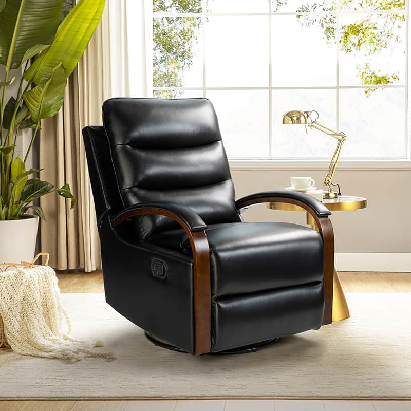 Clemens Genuine Leather Swivel Rocking Manual Recliner