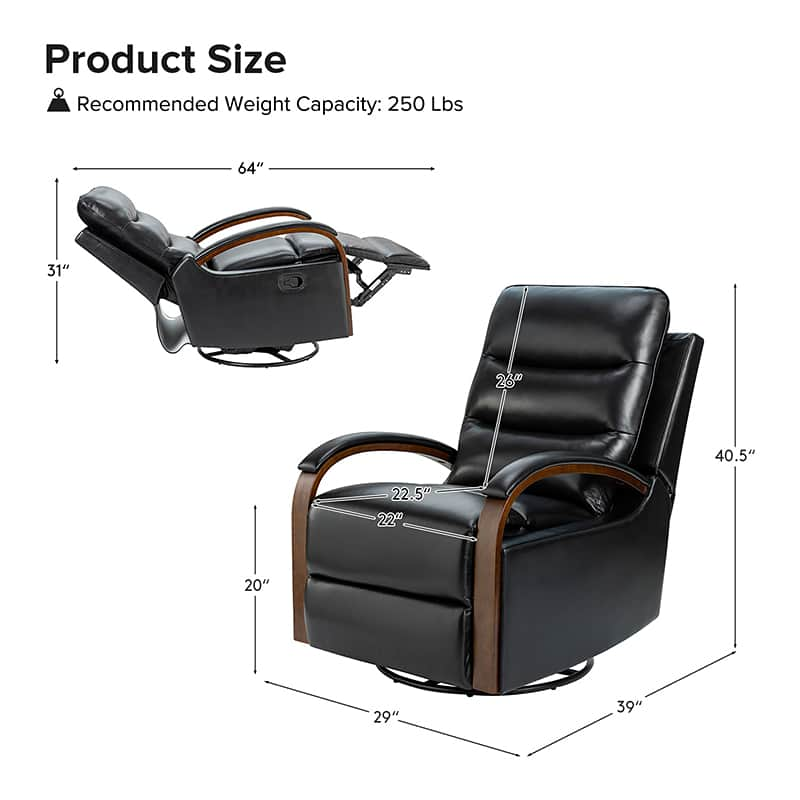 Clemens Genuine Leather Swivel Rocking Manual Recliner