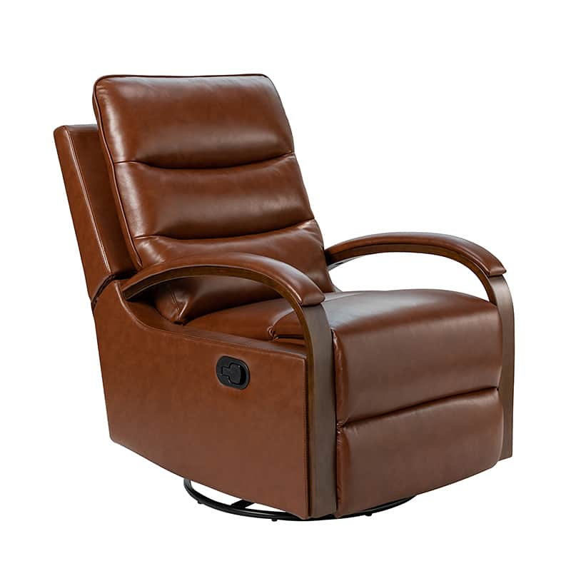 Clemens Genuine Leather Swivel Rocking Manual Recliner