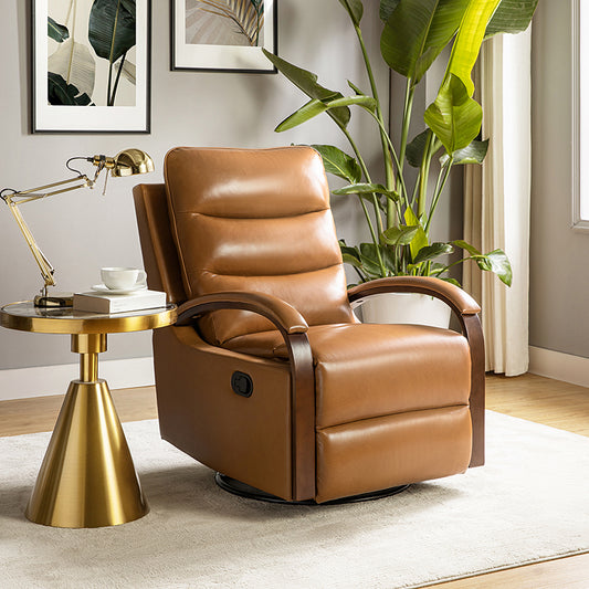 Clemens Genuine Leather Swivel Rocking Manual Recliner