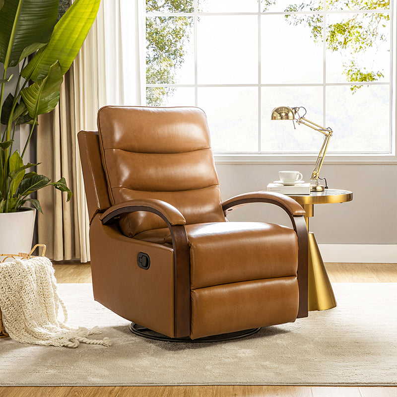 Tan leather best sale swivel recliner