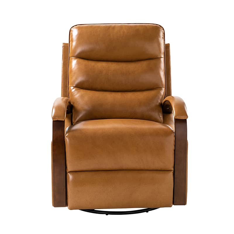 Clemens Genuine Leather Swivel Rocking Manual Recliner