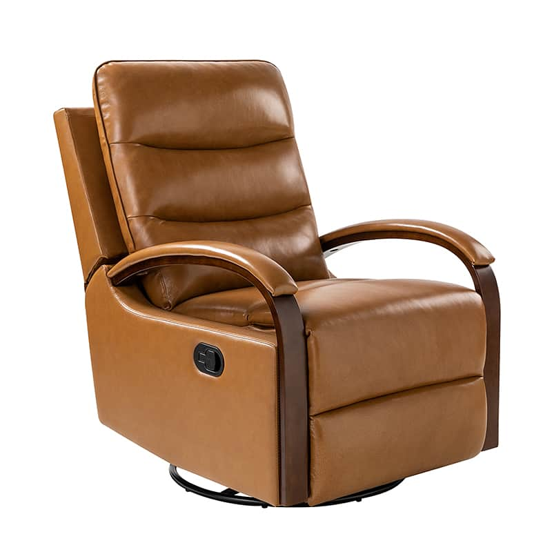 Clemens Genuine Leather Swivel Rocking Manual Recliner