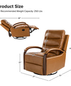 Clemens Genuine Leather Swivel Rocking Manual Recliner