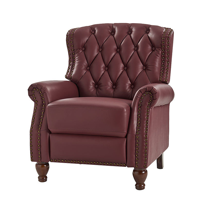 Gabrielle Genuine Leather Living Room Manual Recliner with Nailhead Trim