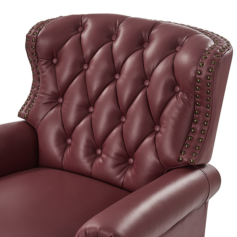 Gabrielle Genuine Leather Living Room Manual Recliner with Nailhead Trim