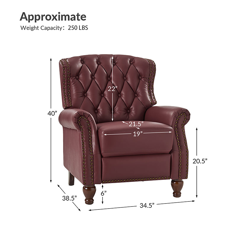 Gabrielle Genuine Leather Living Room Manual Recliner with Nailhead Trim