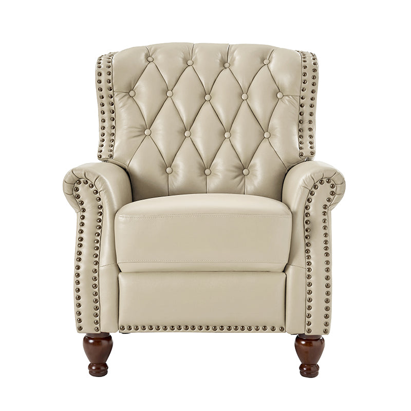 Gabrielle Genuine Leather Living Room Manual Recliner with Nailhead Trim