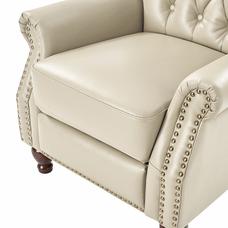Gabrielle Genuine Leather Living Room Manual Recliner with Nailhead Trim