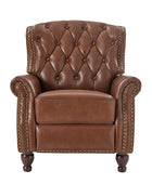 Gabrielle Genuine Leather Living Room Manual Recliner with Nailhead Trim