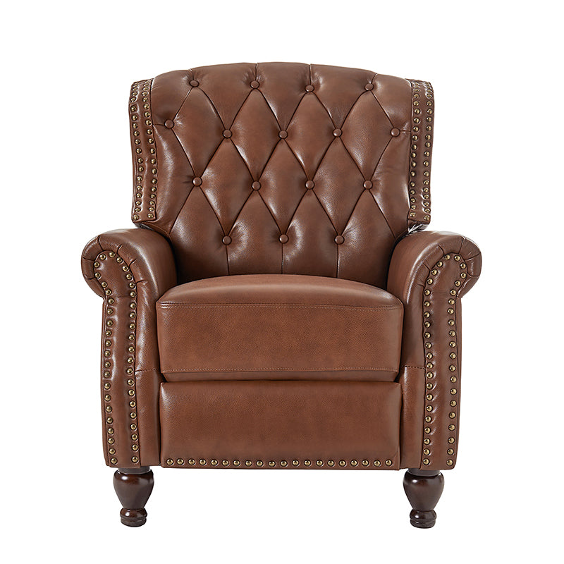 Gabrielle Genuine Leather Living Room Manual Recliner with Nailhead Trim
