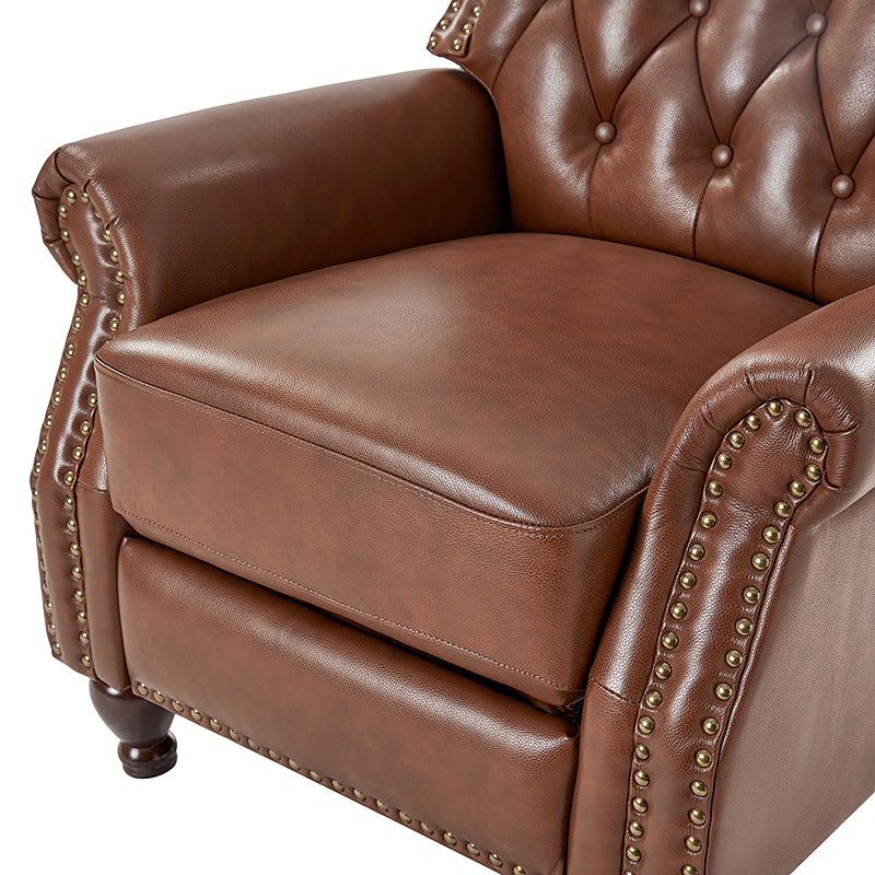 Gabrielle Genuine Leather Living Room Manual Recliner with Nailhead Trim