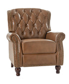 Gabrielle Genuine Leather Living Room Manual Recliner with Nailhead Trim