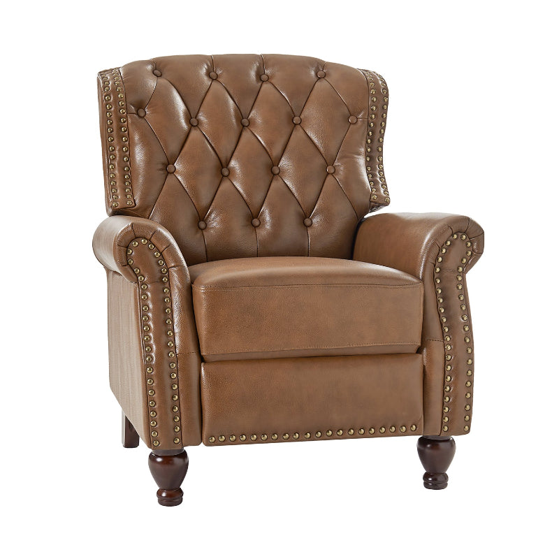 Gabrielle Genuine Leather Living Room Manual Recliner with Nailhead Trim