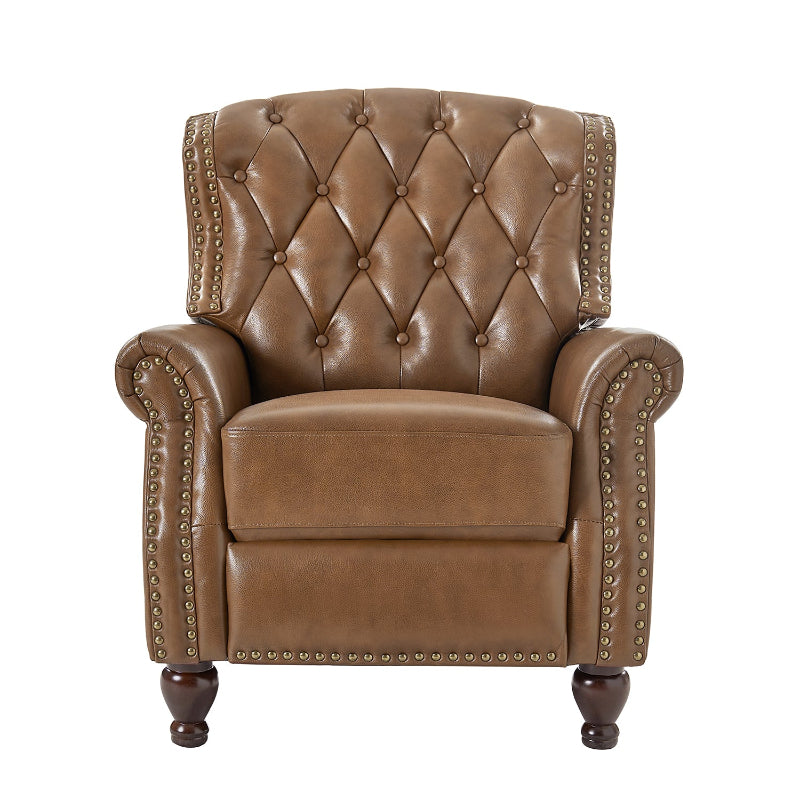 Gabrielle Genuine Leather Living Room Manual Recliner with Nailhead Trim