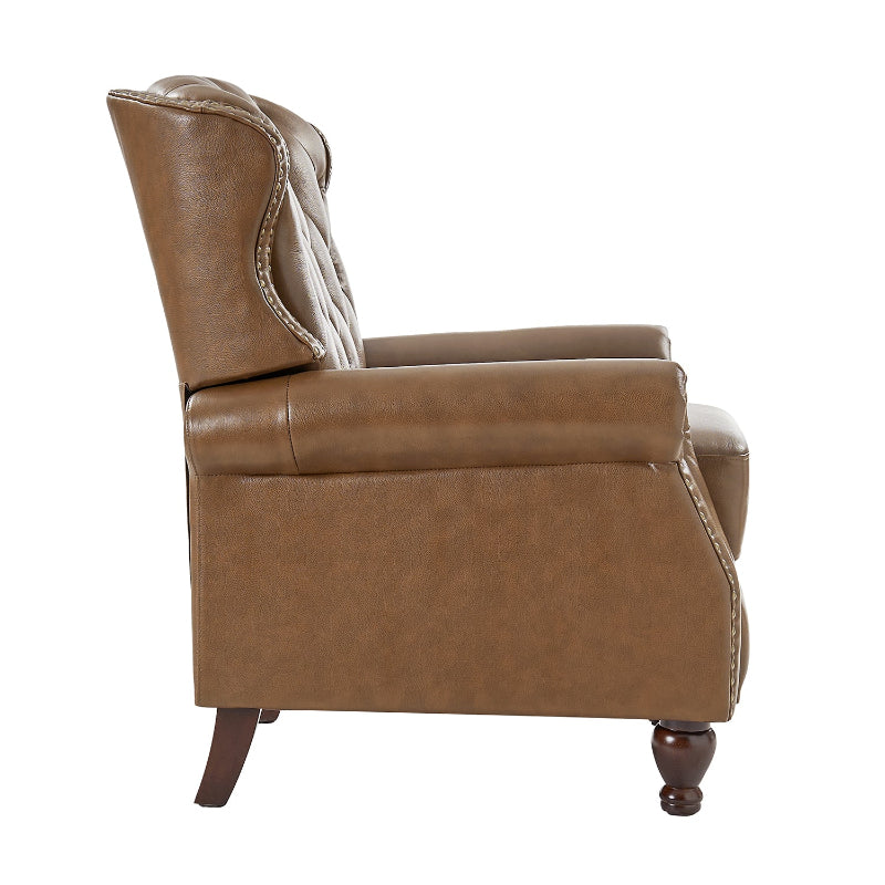 Gabrielle Genuine Leather Living Room Manual Recliner with Nailhead Trim