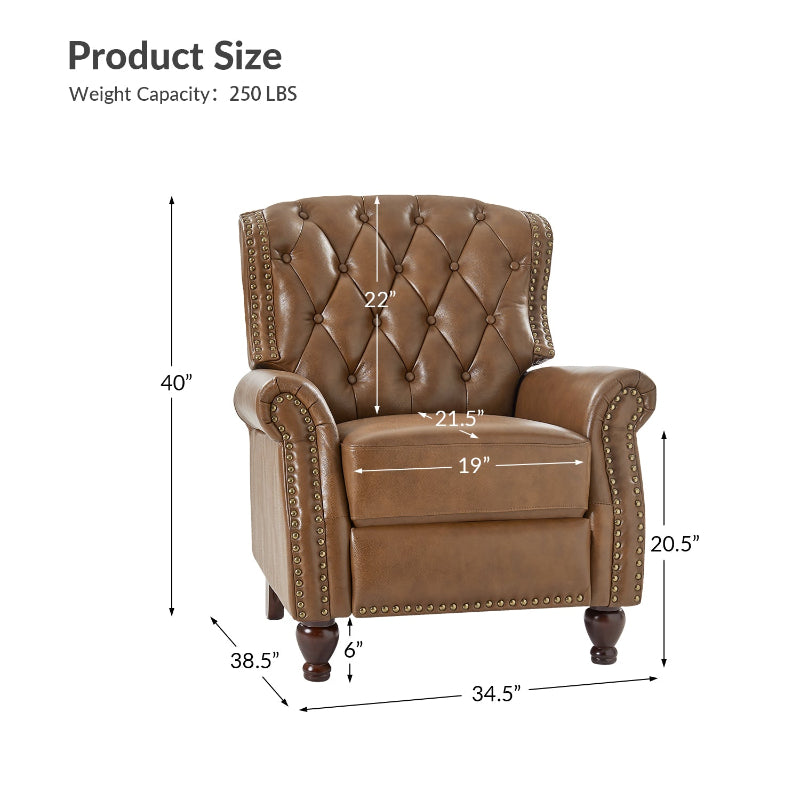 Gabrielle Genuine Leather Living Room Manual Recliner with Nailhead Trim