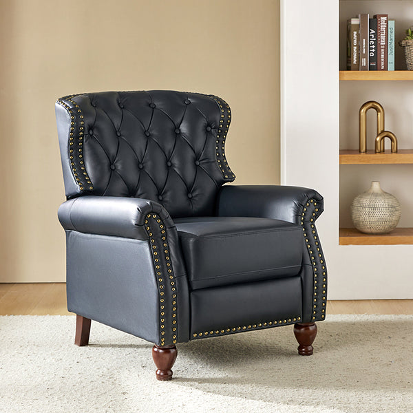 Gabrielle Genuine Leather Living Room Manual Recliner with Nailhead Trim