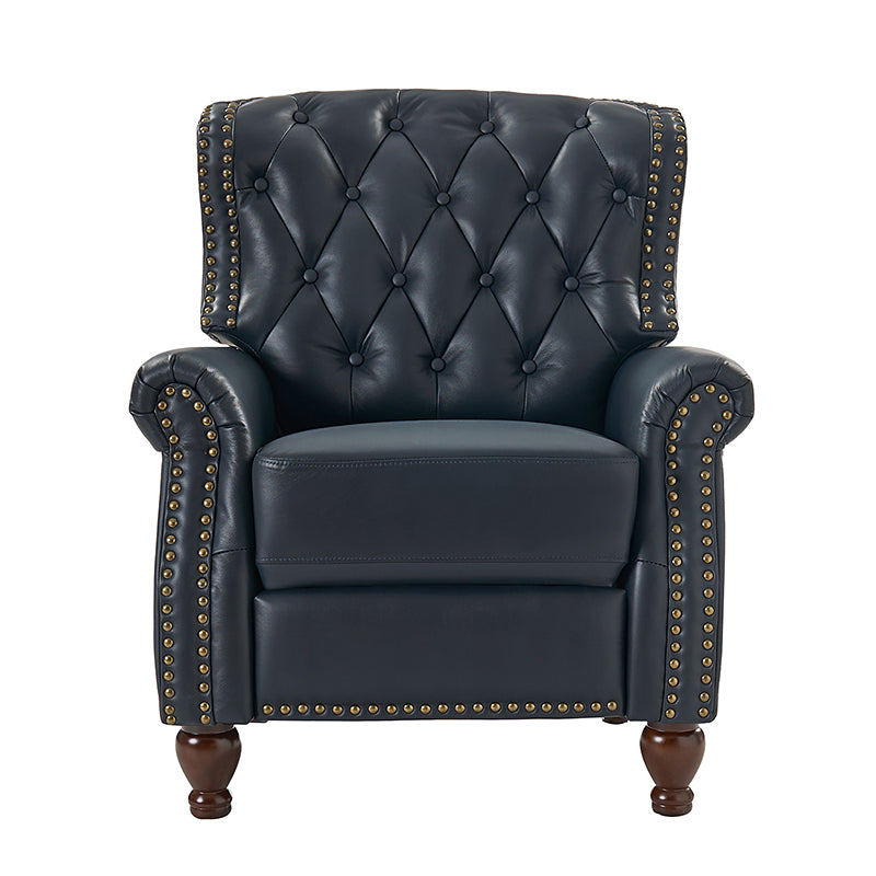 Gabrielle Genuine Leather Living Room Manual Recliner with Nailhead Trim