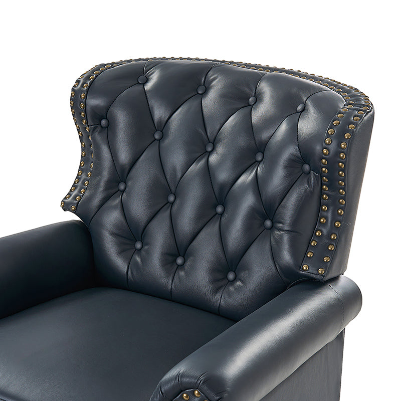 Gabrielle Genuine Leather Living Room Manual Recliner with Nailhead Trim