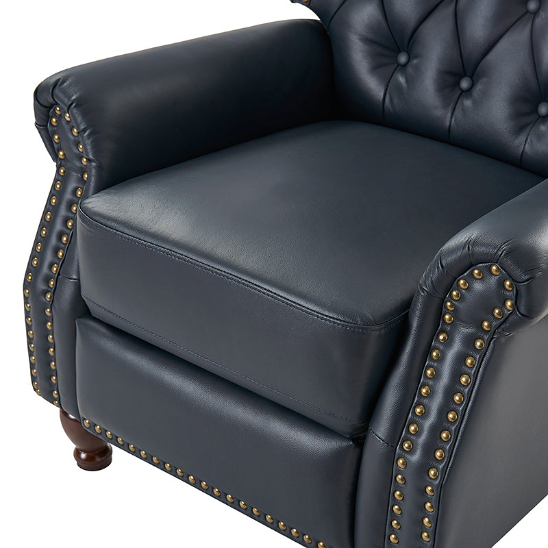 Gabrielle Genuine Leather Living Room Manual Recliner with Nailhead Trim