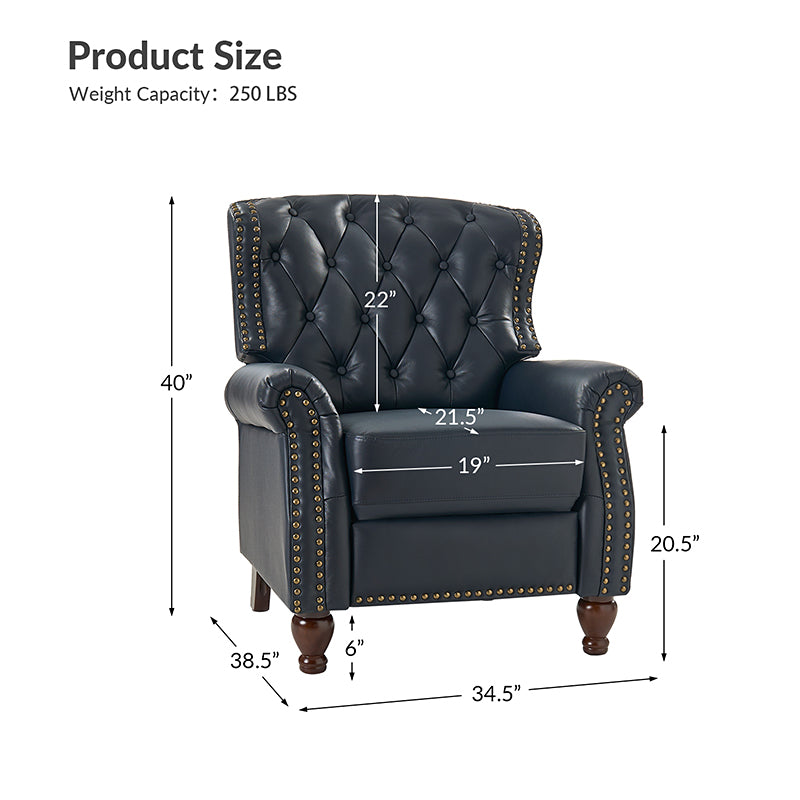 Gabrielle Genuine Leather Living Room Manual Recliner with Nailhead Trim