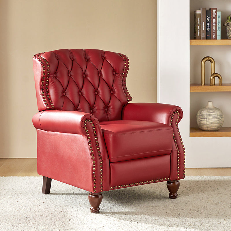 Gabrielle Genuine Leather Living Room Manual Recliner with Nailhead Trim