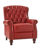 Gabrielle Genuine Leather Living Room Manual Recliner with Nailhead Trim