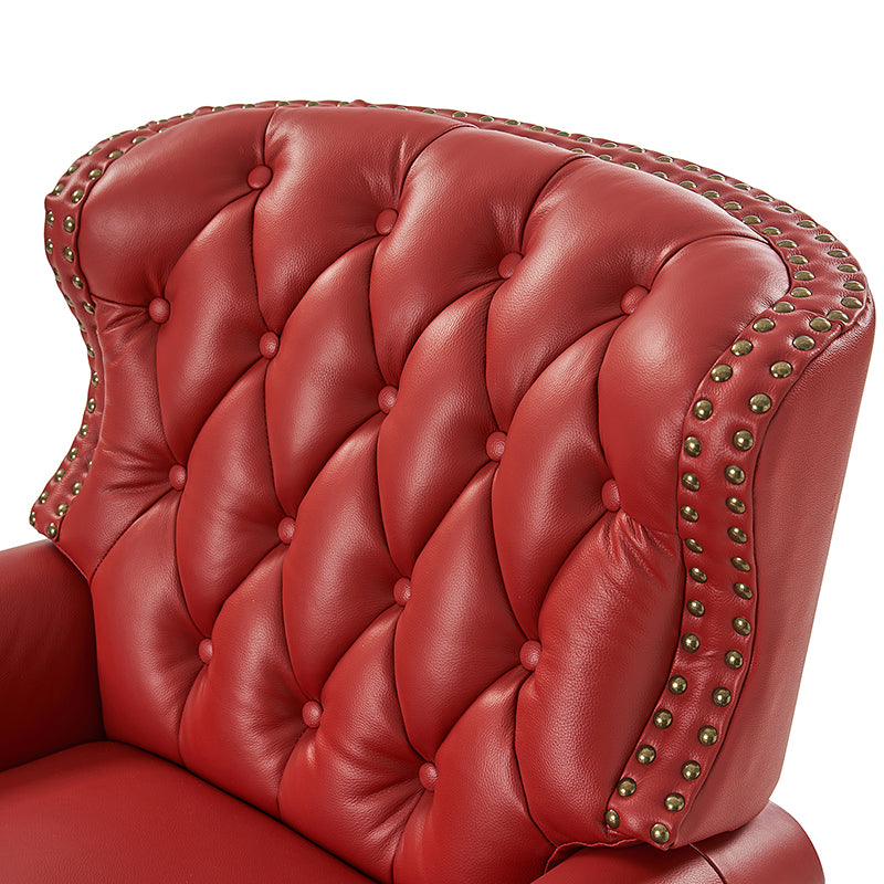 Gabrielle Genuine Leather Living Room Manual Recliner with Nailhead Trim