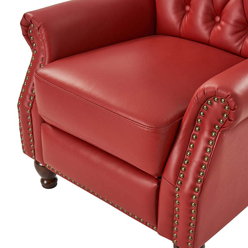 Gabrielle Genuine Leather Living Room Manual Recliner with Nailhead Trim
