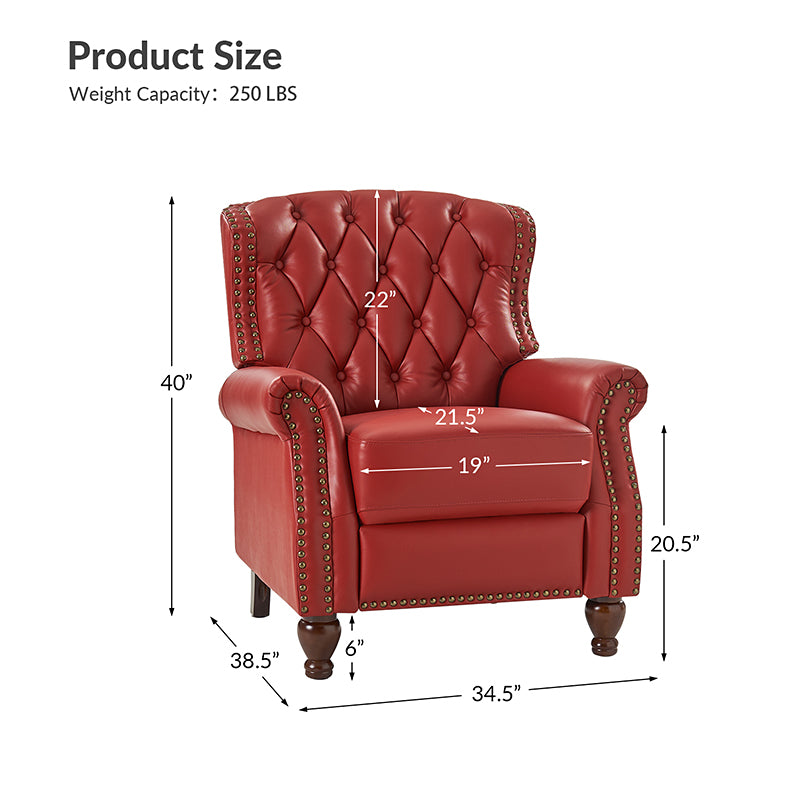 Gabrielle Genuine Leather Living Room Manual Recliner with Nailhead Trim