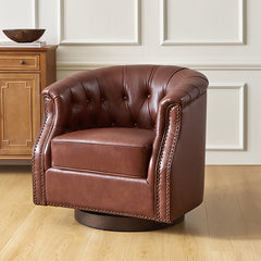 Morris Chesterfield Traditional Rocker Button-Tufted Design Swivel Chair