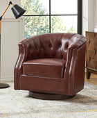 Morris Chesterfield Traditional Rocker Button-Tufted Design Swivel Chair